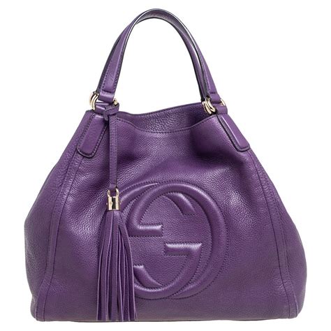 Gucci Soho Purple Leather Handbag (Pre